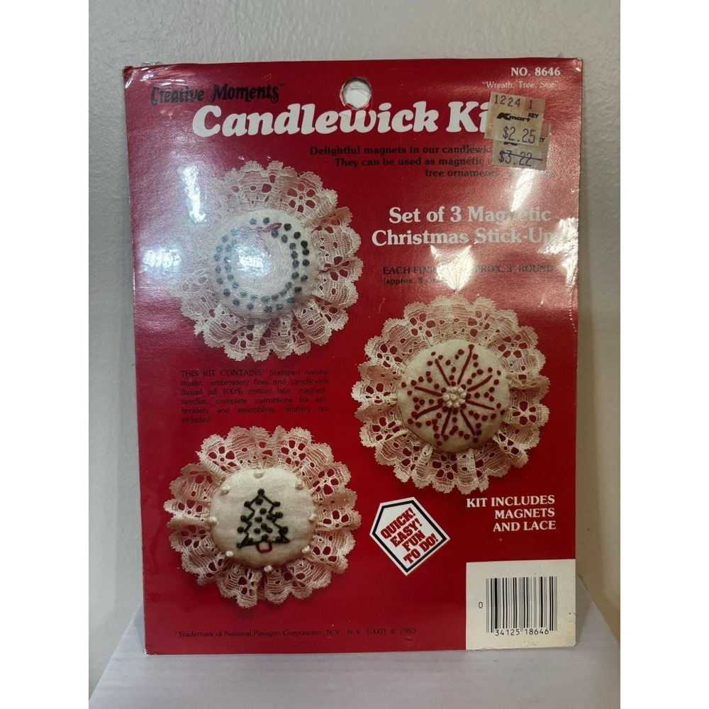 NOS Christmas Ornaments Craft Kit Creative Moments Candlewick Kit 8646 Date 1983